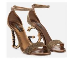 Dolce & Gabbana Sandalo In Lurex Con Tacco Scultura