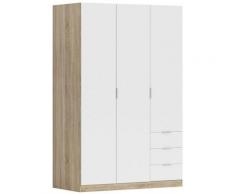 Vanilla S04 - Armadio anta battente. Dim: 121x52x180 h cm. Col: Rovere spazzolato, Bianco. Mat: Mela