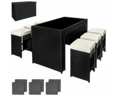 set da bar in rattan Capri - tavolo bar, sedie rattan, sedie da bar - nero