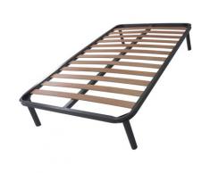 Rete in Ferro con Piedi e Doghe in Legno cm 120x190 H35 x materasso Una Piazza e mezza