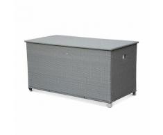 Baule da giardino, modello: Cassapanca, colore: Grigio, in resina intrecciata, dimensioni: 170x82cm