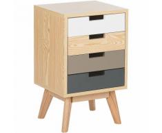 Comodino con 4 cassetti multicolore CLARK