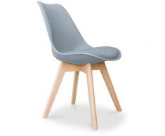 Sedia da Pranzo Deswik Stile Scandinavo Design Premium con cuscino Grigio chiaro