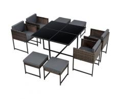 Set Mobili da Giardino Set Salottino Salvaspazio Composto di 1 Tavolo con Piano in Vetro, 4