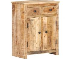 Credenza 59x35x75 cm in Legno Massello di Mango Grezzo - Marrone - Vidaxl