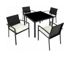 Set di mobili da giardino Meran 4+1 - arredo giardino, tavoli da giardino, sedie da giardino - nero