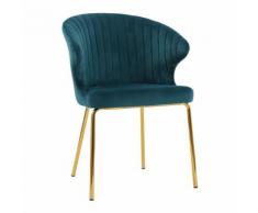 Sedia design in velluto blu petrolio e metallo dorato REQUIEM
