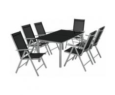 set di sedute e tavolo in alluminio 6+1 - tavoli e sedie, tavolo e sedie, tavolo con sedie - grigio