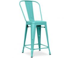 Sgabello da bar Tolix quadrati con schienale Pauchard Style - 60cm Pastel green