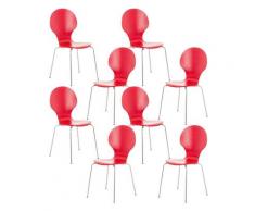 Set 8 Sedie Impilabili in Legno Robusto Sedia Attesa Industriale vari colori colore : Rosso