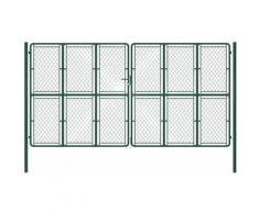 Cancello di Recinzione per Giardino in Acciaio 400x200 cm Verde