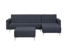 Divano letto angolare con ottomano in tessuto grigio scuro sinistro ABERDEEN