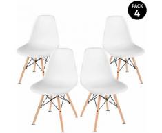 Pack 4 sedia bianca Sena Nordic design per terrazza balcone soggiorno -McHaus