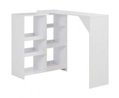 Hommoo Tavolo da Bar con Scaffale Mobile Bianco 138x40x120 cm VD20748