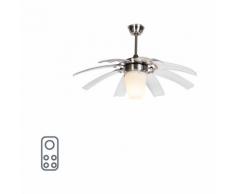 QAZQA Ventilatori da soffitto wings - Moderno - Vetro,Plastico,Acciaio - Trasparente/Bianco/Acciaio