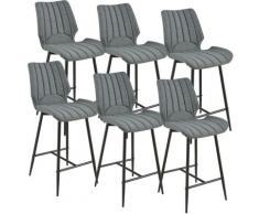 Sgabello da Bar Planica 102,5 x 46,5 x 51 cm Set di 6 Tessuto Imbottito Grigio Scuro