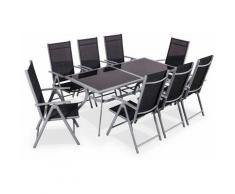 Salotto da giardino in alluminio e textilene - modello: Naevia - Grigio, Nero - 1 grande tavolo