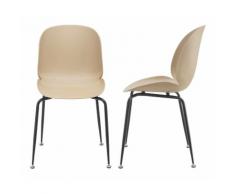 Set di 2 Sedie da Pranzo/Ufficio//Mense 2 Sedie in Plastica con Telaio in Metallo - Beige