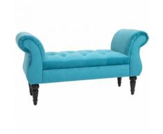 Panca Con Braccioli In Tessuto Velluto Capitonné 117x40x58 Cm Benzoni Blu