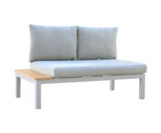 Divano da Giardino 2 Posti Bergamo Alluminio 138,2x76,6x73 cm Grigio con Tavolino incluso e Cuscini