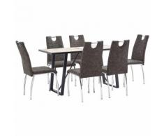 Set Sala da Pranzo 7 pz in Similpelle Marrone