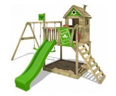 FATMOOSE Parco giochi in legno RockyRanch Roll XXL Giochi da giardino con DoubleSwing e scivolo
