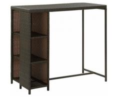 YOUTHUP Tavolo da Bar con Ripiani Marrone 120x60x110 cm in Polyrattan - Marrone