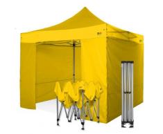 Gazebo rapido 3x3 gialloin alluminio rinforzato con laterali PVC 350g metro. Gazebo pieghevole