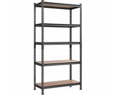 Scaffale Portaoggetti 180 x 90 x 40cm Scaffalatura per Carichi Pesanti a 5 Ripiani, Portautensili