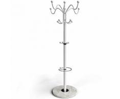 Appendiabiti attaccapanni con base in marmo 15 ganci metallo cromato stile: bianco laccato