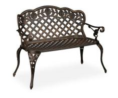 Panchina da Giardino XL, 2 Posti, Design Antico con Rose, in Alluminio, HLP 84x115,5x56 cm,