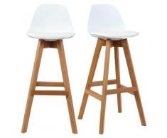 Sgabello design bianco e legno 65cm gruppo di due MINI PAULINE