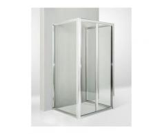 Box doccia 3 lati con 2 ante fisse e porta a soffietto 100x80x100 cm trasparente