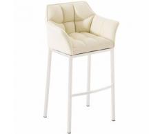 Sgabello Damaso Similpelle Crema Metallo bianco opaco