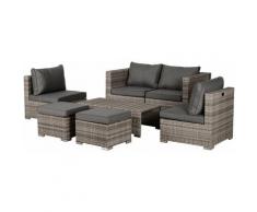 Outsunny Set 8 Pezzi Divano da Esterno con Tavolino in PE Rattan con Struttura in Alluminio