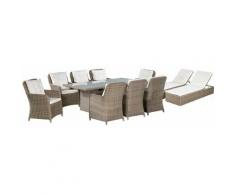 YOUTHUP Set da Pranzo da Giardino 11 pz in Polyrattan Marrone - Marrone