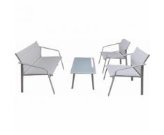 Set Salotto Da Giardino In Ferro Divano 2 Poltrone E Tavolino Vorghini Gand Bianco