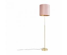 QAZQA Lampada da terra con paralume parte fl - Rustico - Tessuto,Acciaio - Rosa/Oro