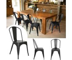 Oobest - Set di 4 Sedie Sala da Pranzo Cucina Bar Stile Industrial Finitura lucida Nero