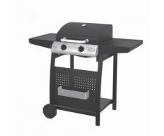barbecue a gas 2 fuochi con griglia in acciaio e piastra in ghisa - 62x56.5x41.5 cm.
