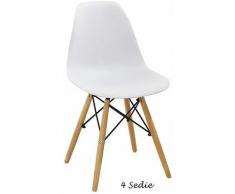 Set 4 Sedie Bianche Polipropilene Salotto Moderna Sala da Pranzo Cucina Legno