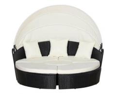 Set Componibile Divano Circolare Da Esterno In Pe Rattan Nero E Beige