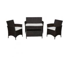 Outsunny Set Arredo da Esterno Divanetto con 2 Poltroncine e Tavolino in PE Rattan Nero e Bianco