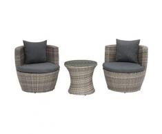 Set da balcone 2 posti in rattan grigio CAPRI