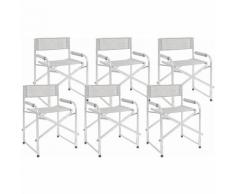 Set 6 Sedie Regista Pieghevoli Da Giardino 49x55x82 Cm In Alluminio Duini Ocean Grigio