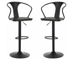 Set 2 Sgabelli da Bar Girevoli in Acciaio Nero e Legno con Altezza Regolabile - Homcom