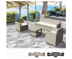 Salotto giardino Grand Soleil POSITANO rattan divano tavolino poltrone 5 posti per esterni | Beige