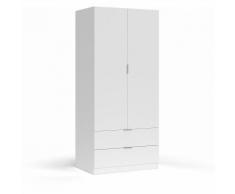 Armadio Guardaroba 81x52x180 Cm 2 Ante 2 Cassetti Rizzetti Santa Clara Bianco