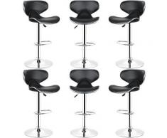 6 x Sgabello per cucina e bar Design Moderno girevole cromato | Nero