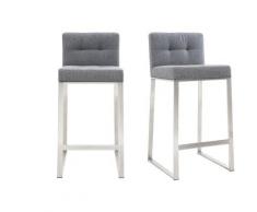 Sgabello da bar design metallo e tessuto grigio scuro 66cm gruppo di 2 HALEY